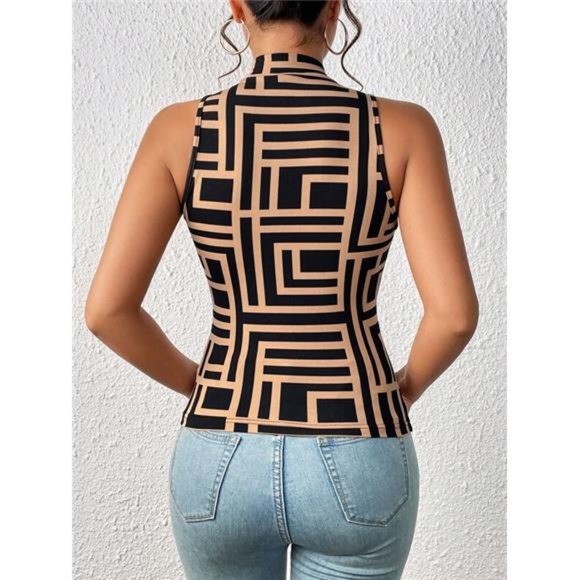 Unity Geo Print Mock Neck Tank Top - Picture 2 of 6